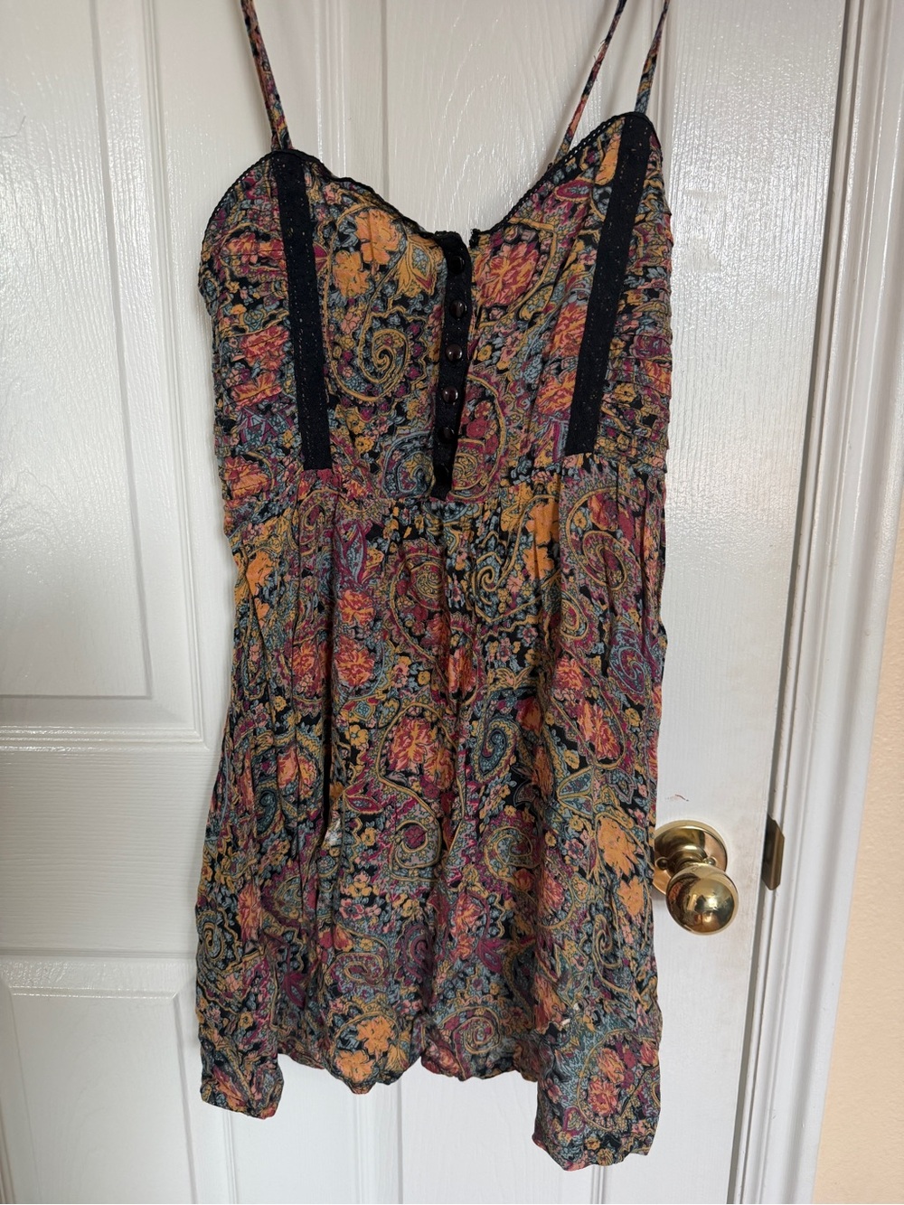 Billabong Multicolor Paisley Spaghetti-Strap Mini Dress